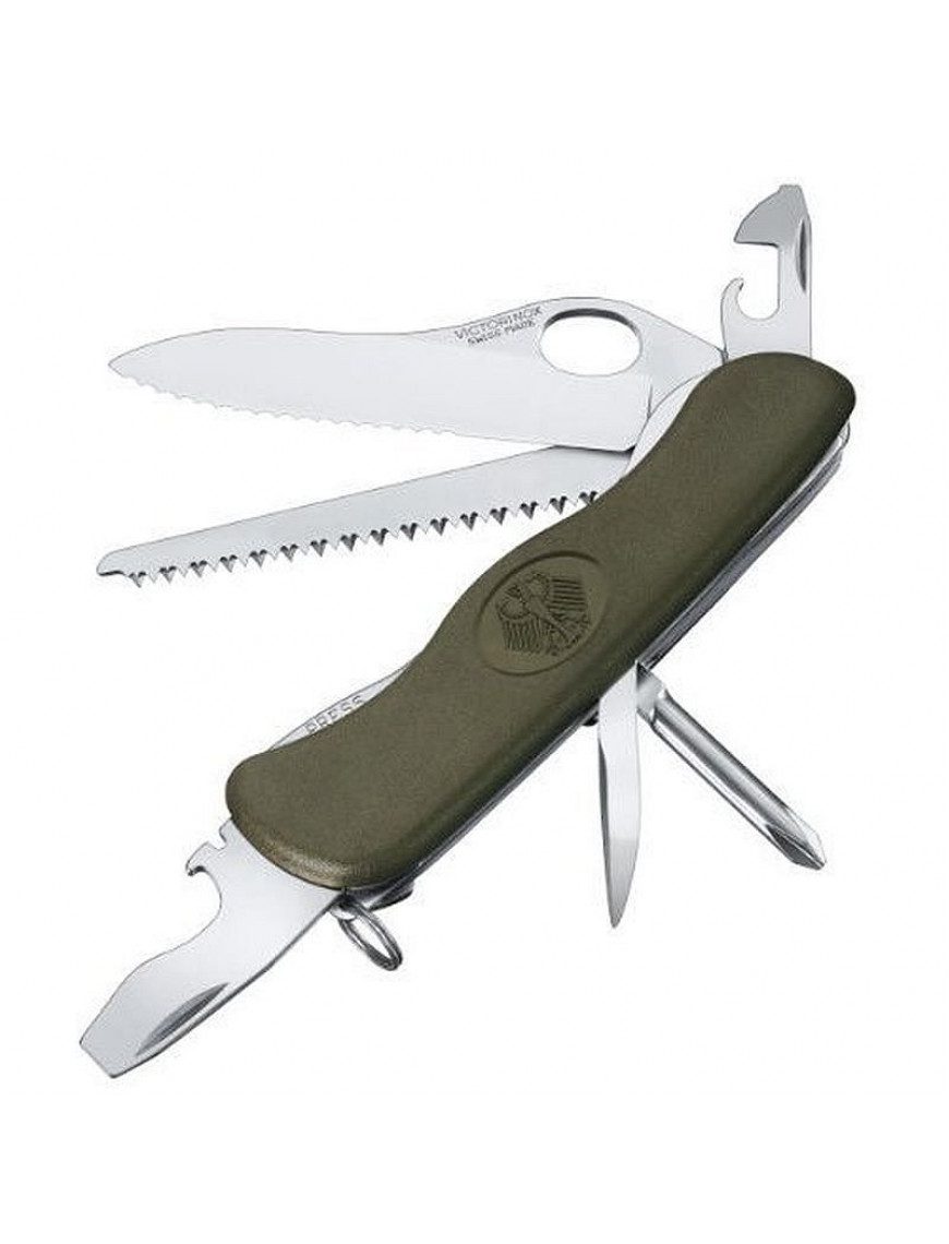 Ніж Victorinox Military Germany, 111 мм, 10 предметів, чорнo-зелений, нейлон