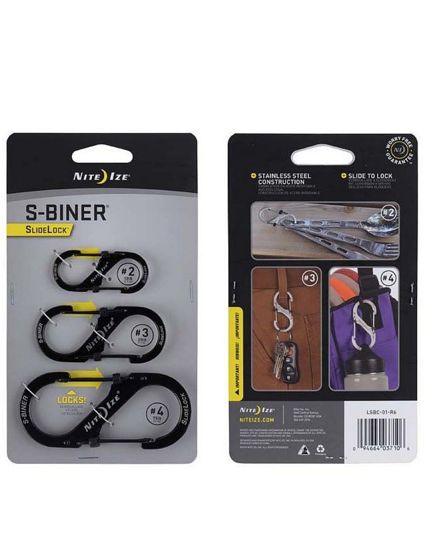 Карабін Nite Ize S-Biner SlideLock 3-Pack, чорний