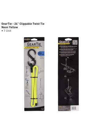 Хомут Nite Ize Gear Tie Clippable Twist Tie 24", жовтий неон з карабіном