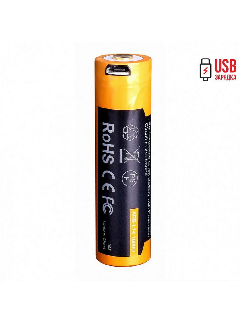 Акумулятор 1600 mAh Fenix 14500, micro usb зарядка