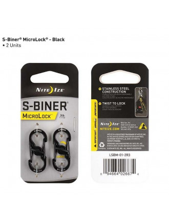 Карабін Nite Ize S-Biner MicroLock, сталь, чорний (2шт)