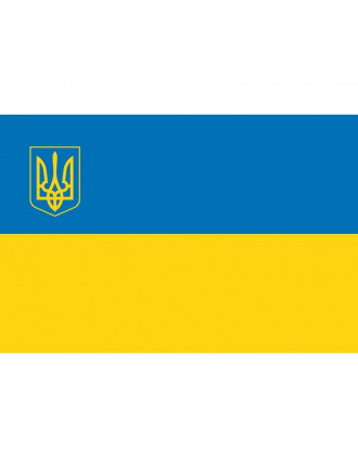 Прапор жовтий-блакитний з гербом, 135х90, Сітка