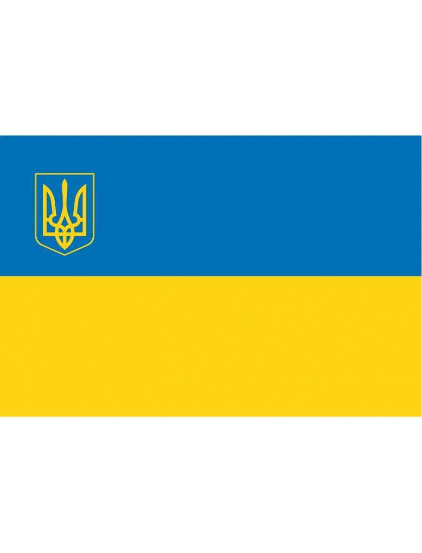 Прапор жовтий-блакитний з гербом, 135х90, Сітка
