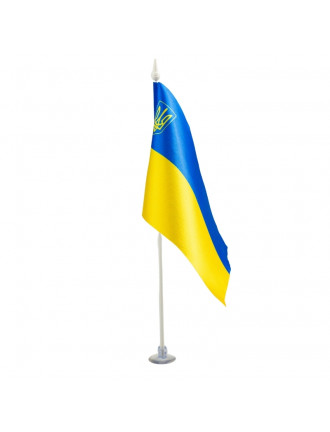 Автомобільний прапорець з підставкою синьо-жовтий, атлас