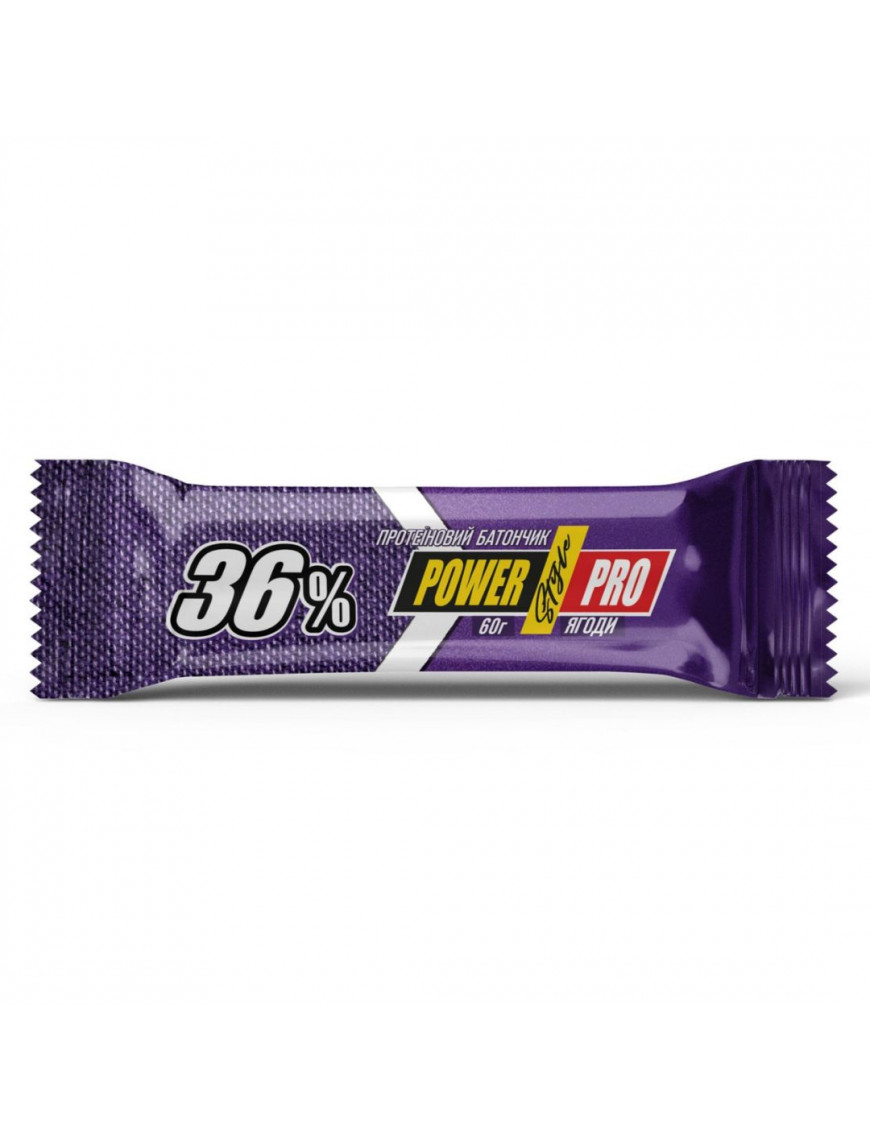 Батончик енергетичний Power pro голуб. ягода 36%, 60г.