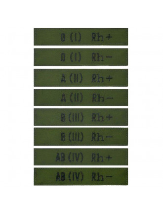 Нагрудний знак "Група крові", олива, чорна нитка