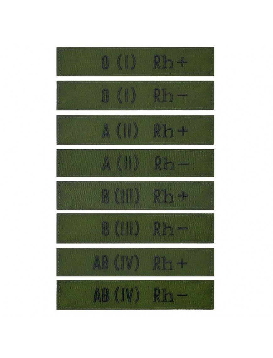 Нагрудний знак "Група крові", олива, чорна нитка