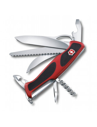 Ніж Victorinox RangerGrip Hunter 57M, 130 мм, 13 функцій, червоно-чорний