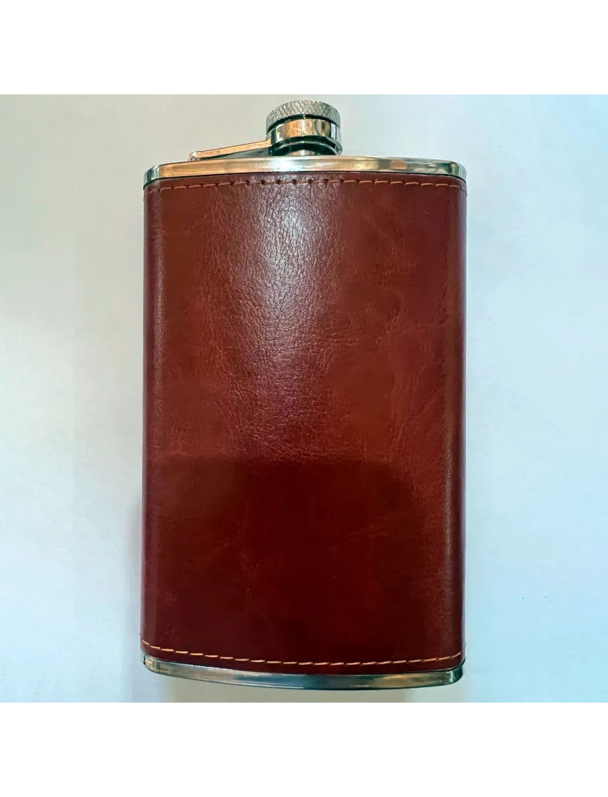 Фляга металева Snugpak в шкіряній обтяжці, коричнева/чорна