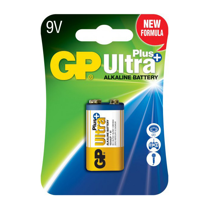 Батарейка GP ULTRA + Alkaline 9V 1604AUP-U1, 6LF22