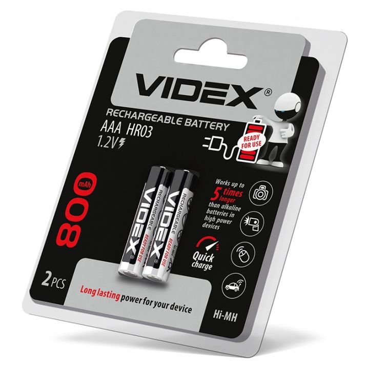 Акумулятор VIDEX HR03/ААА, 800 mAh, 1,2V (2шт/уп)